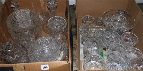 Mixed cut glass vases etc